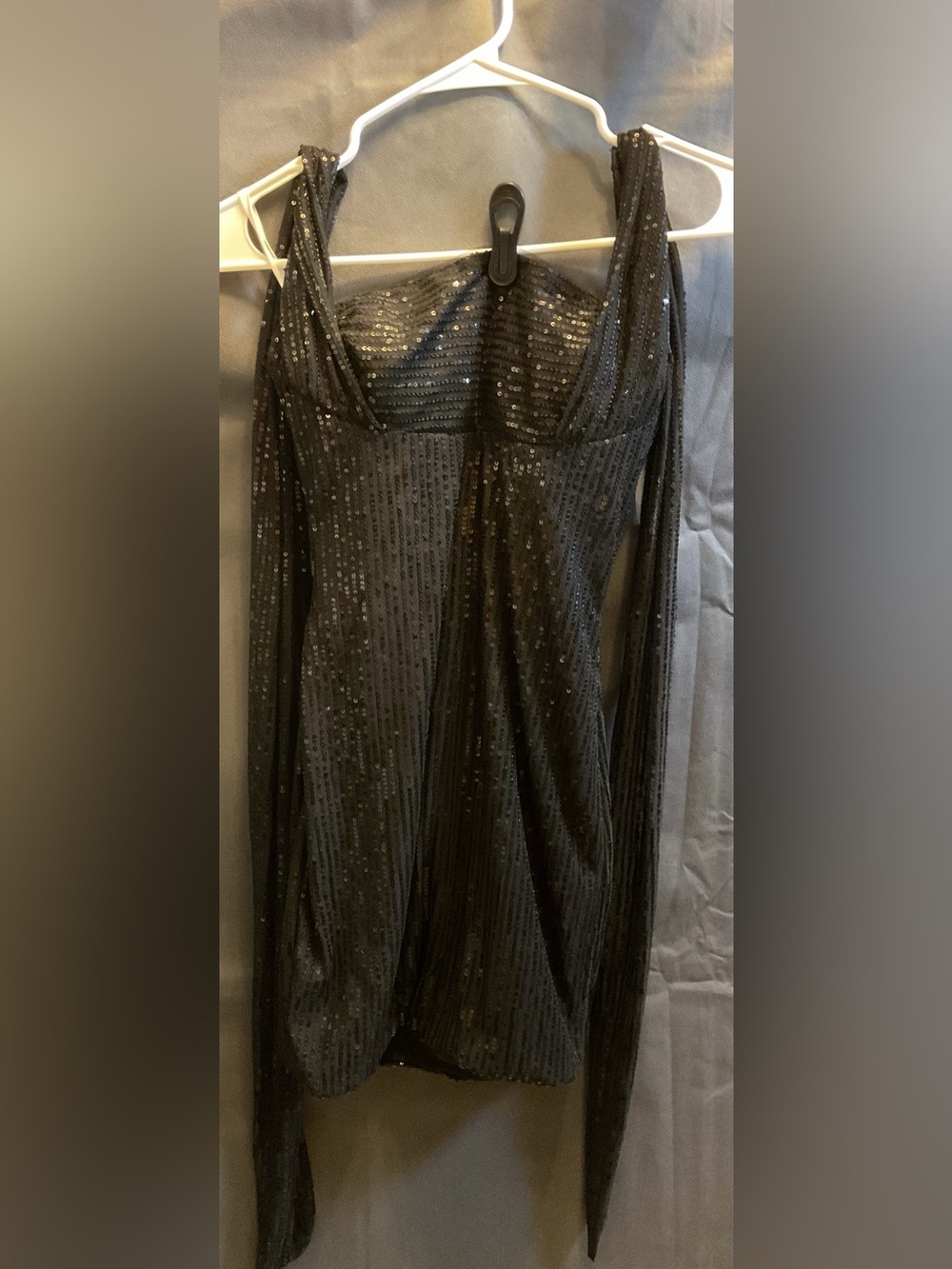 Black Sequin Halter Tie or Strapless Evening Dress